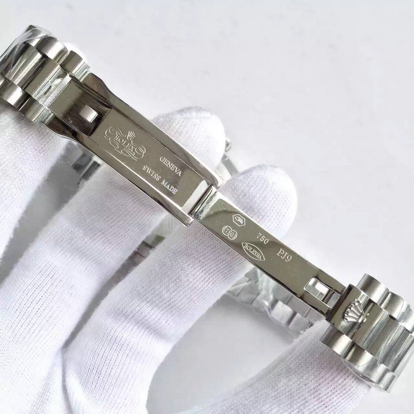勞力士（Rolex）星期日歴型新款鑲鉆男士機械錶 日歴凸窗藍膜￥4680-精仿勞力士