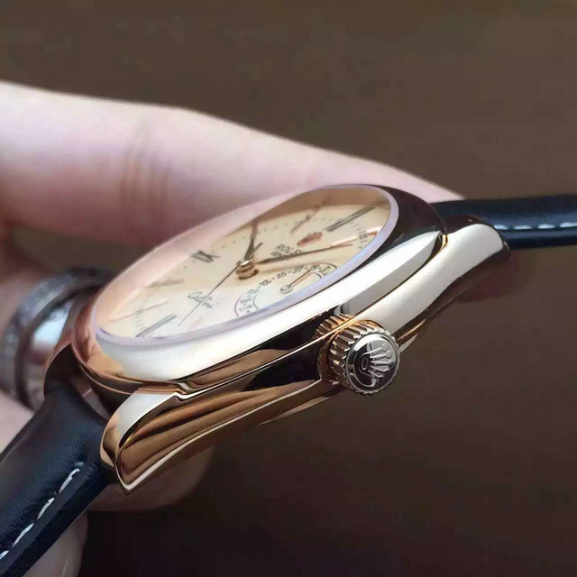 勞力士(ROLEX)切利尼繫列 3位日歴指針顯示 瑞士全自動機械 皮帶男士腕錶￥4980-精仿勞力士